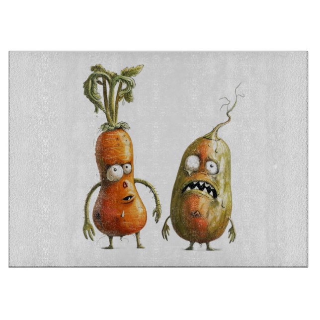 Funny scary vegetables cutting board (Front)