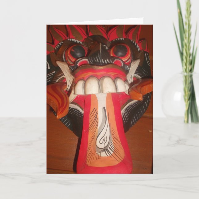 Funny Scary Weird Tongue Halloween Mask Card (Front)