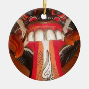 Funny Scary Weird Tongue Halloween Mask Ceramic Tree Decoration