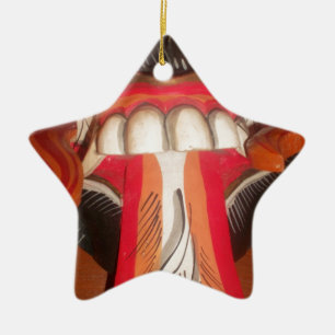 Funny Scary Weird Tongue Halloween Mask Ceramic Tree Decoration