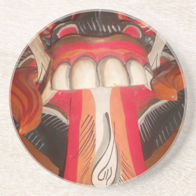 Funny Scary Weird Tongue Halloween Mask Coaster (Front)