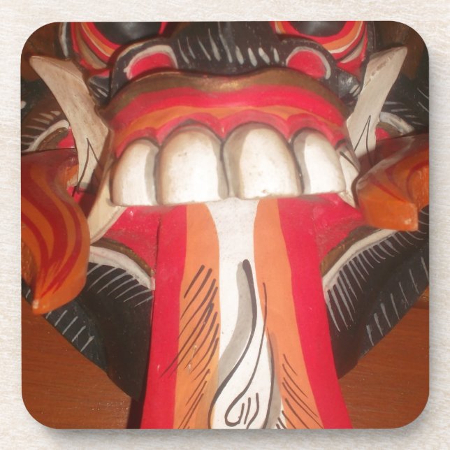 Funny Scary Weird Tongue Halloween Mask Coaster (Front)