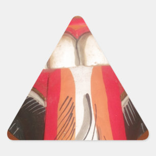 Funny Scary Weird Tongue Halloween Mask Triangle Sticker