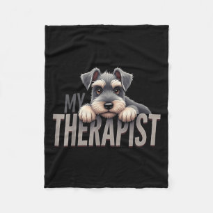 Funny Schnau Puppy My Therapist Schnauzer Dog Fleece Blanket