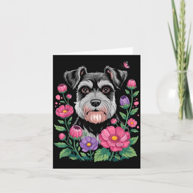 Funny Schnauzer Art For Women Schnauzer Dog Lover  Card (Front)