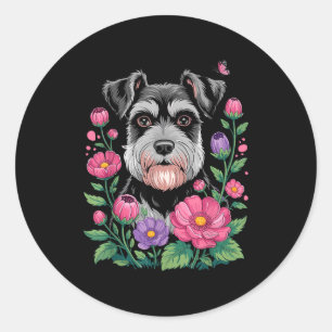 Funny Schnauzer Art For Women Schnauzer Dog Lover  Classic Round Sticker