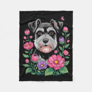 Funny Schnauzer Art For Women Schnauzer Dog Lover  Fleece Blanket