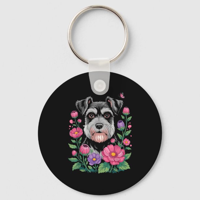 Funny Schnauzer Art For Women Schnauzer Dog Lover  Key Ring (Front)