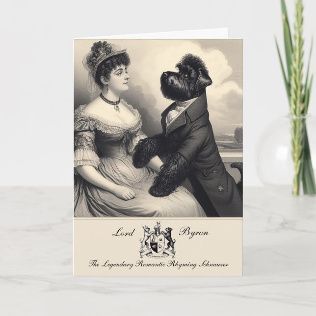 Funny Schnauzer Byron Greetings Card (Front)