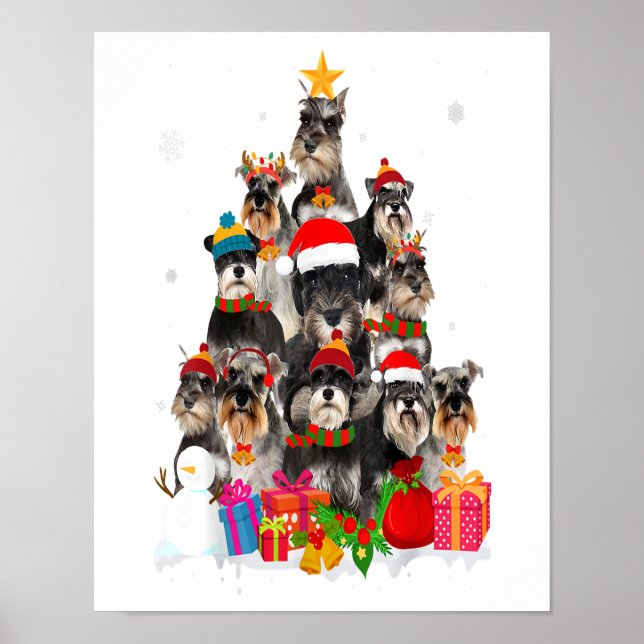 Funny Schnauzer Christmas Tree Pet DOG Lover Gift Poster (Front)