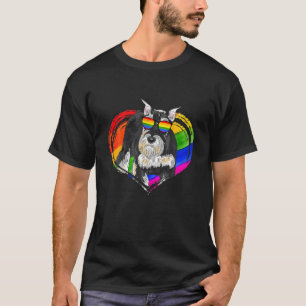 Funny Schnauzer Dog Rainbow Heart Pet Lover Gay Pr T-Shirt
