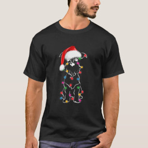 Funny Schnauzer Dog Tree Christmas Lights Xmas Paj T-Shirt