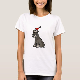 Funny Schnauzer in Christmas Hat T-Shirt