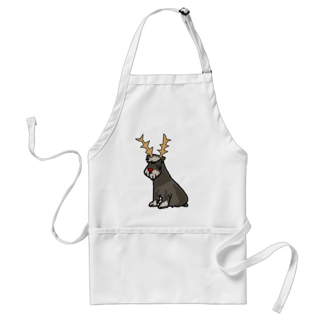 Funny Schnauzer with Reindeer Antlers Christmas Standard Apron (Front)