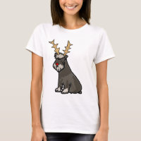 Funny Schnauzer with Reindeer Antlers Christmas
