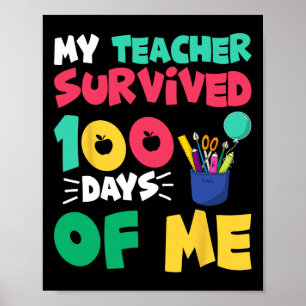 Funny School Boys Girls Kids Gift 100 Days Of Scho Poster