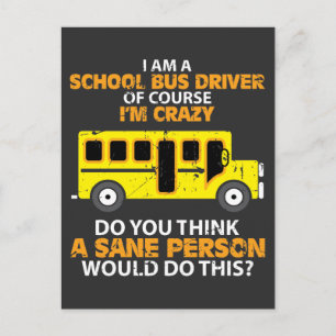 Funny School Bus - Crazy Buss Driver Fun Car Postcard