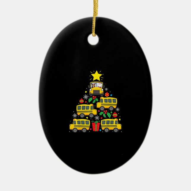 funny school bus driver christmas tree  ornament (Front)