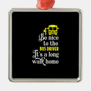 funny school bus driver metal tree decoration