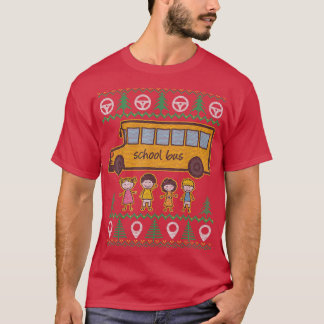 Funny School Bus Driver Ugly Christmas Happy Holid T-Shirt