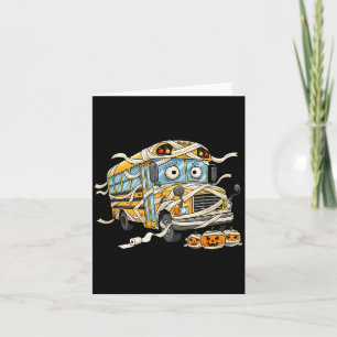 Funny School Bus Mummy Pumpkin Halloween Kids Mens Card