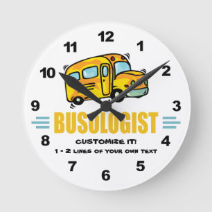 Funny School Bus Round Clock