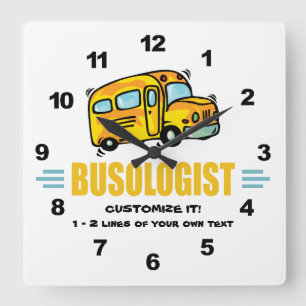 Funny School Bus Square Wall Clock