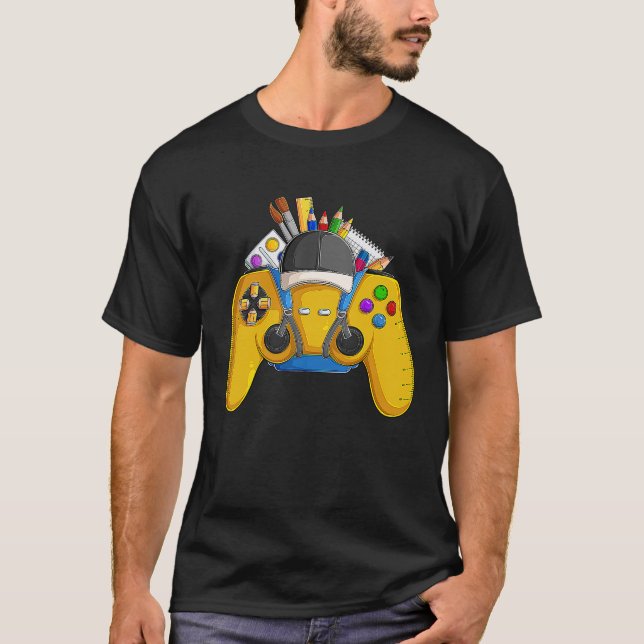 Funny School Controller For Video Games Gamer Boys T-Shirt (Front)