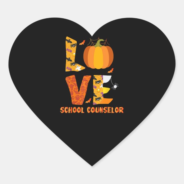 Funny School Counsellor Love Halloween Heart Sticker (Front)