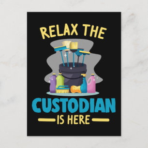 Funny School Custodian Cleaning Janitor Caretaker Postcard