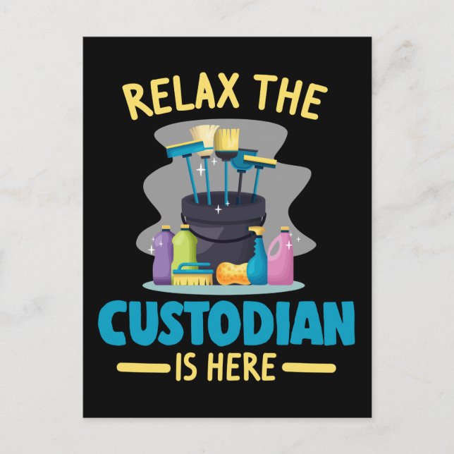 Funny School Custodian Cleaning Janitor Caretaker Postcard (Front)