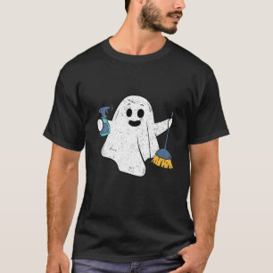 Funny School Custodian Ghost Spooky Vibes Vintage T-Shirt