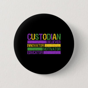 Funny School Custodian Mardi Gras Festival Party M 6 Cm Round Badge