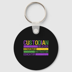 Funny School Custodian Mardi Gras Festival Party M Key Ring