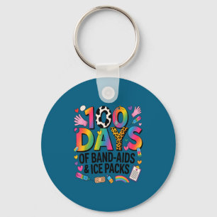 Funny school nurse 100 days of ice packs first aid key ring