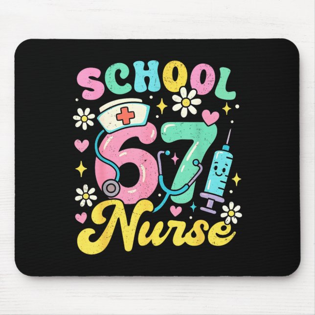 Funny School Nurse 67 Cute Medical Meme Design  Mouse Mat (Front)