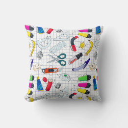 Funny school supplies characters cushion