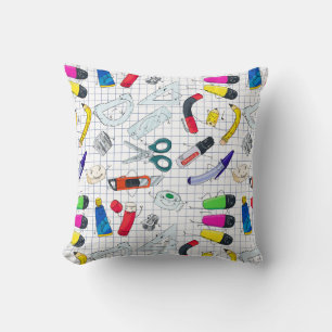Funny school supplies characters cushion
