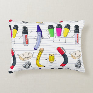 Funny school supplies characters. decorative cushion