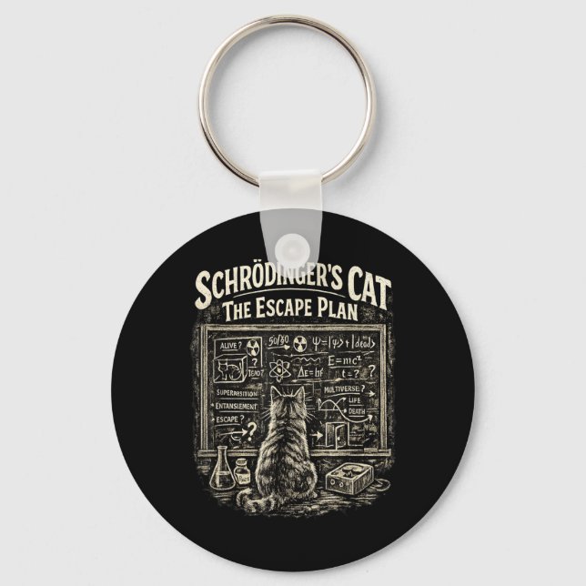 Funny Schrödingers Cat Escape Plan Science Teacher Key Ring (Front)