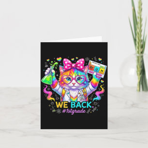 Funny science cat bruh back to school first grade card