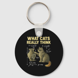 Funny Science Cat Physics What Cats Think Gift Men Key Ring
