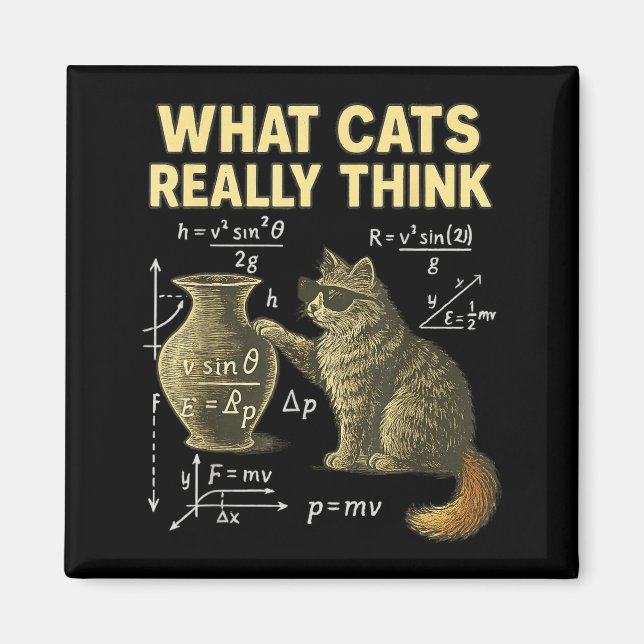 Funny Science Cat Physics What Cats Think Gift Men Magnet (Front)