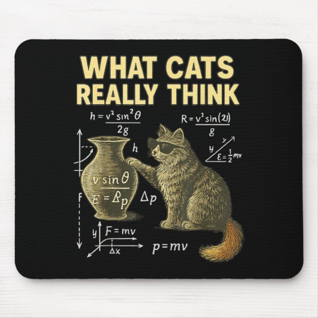 Funny Science Cat Physics What Cats Think Gift Men Mouse Mat (Front)