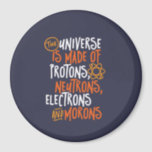 Funny Science Chemistry Universe Made Of Morons Magnet<br><div class="desc">The Universe is Made of Protons, Neutrons, Electrons and Morons. Funny and sarcastic design for those who love Chemistry jokes, pun, sarcasm and humour. Cool and humourous merchandise for Chemistry teacher, chemist and science students. Perfect for science geek, nerd, high school teacher and student who love biology, physics and chemistry....</div>