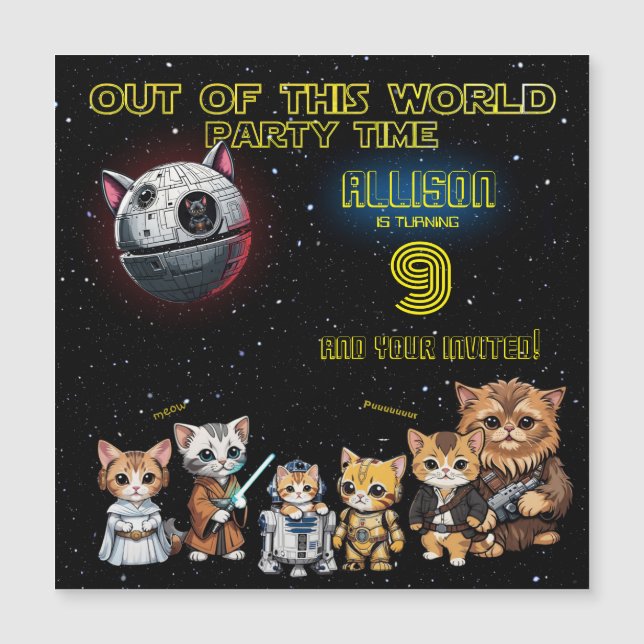 Funny Science Fiction Kitty Cat Custom Invitation (Front)