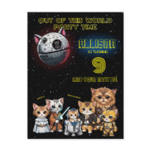 Funny Science Fiction Kitty Cat Custom Invitation