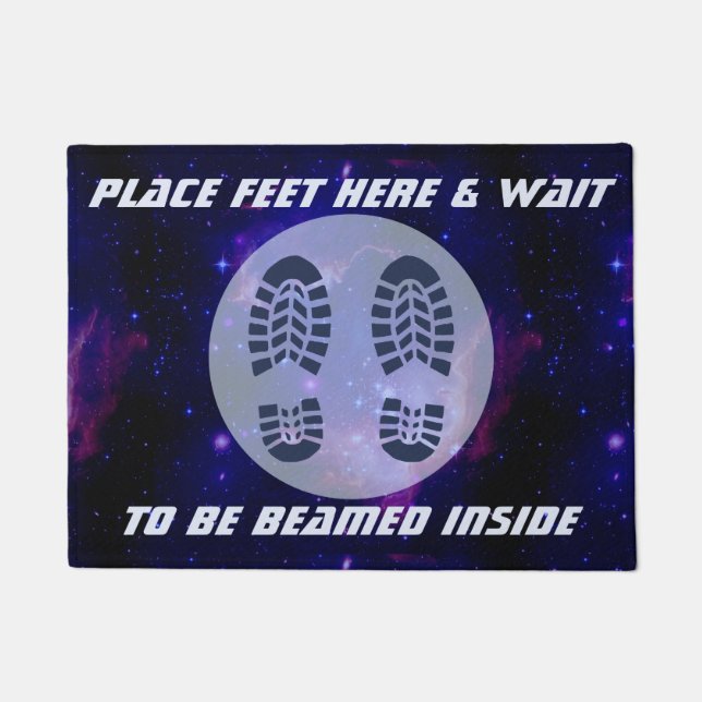 Funny Science Fiction Outer Space Beamed Inside Doormat (Front)