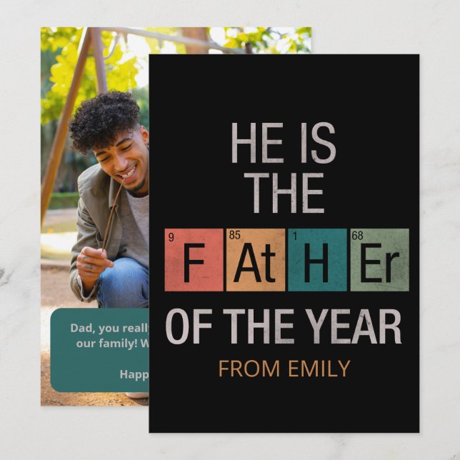 Funny Science Periodic Table Father of the Year Card (Front/Back)