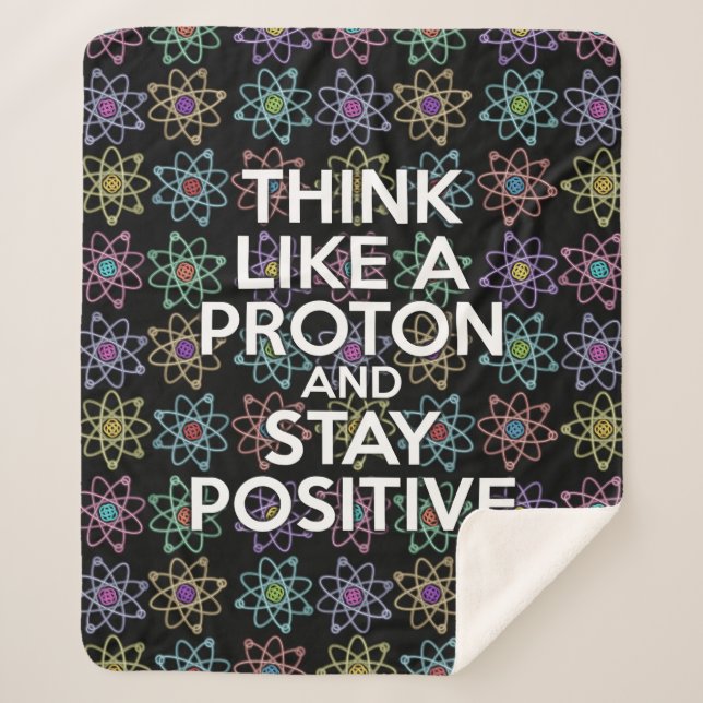 Funny Science Positive Quote Colourful Atom Patter Sherpa Blanket (Front)